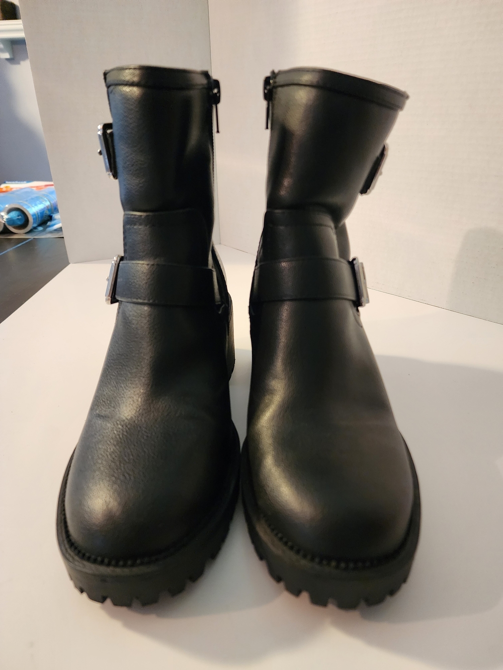 Mix No 6 Black Lug Sole Boot Heel - Rugged Outsole New Without Box